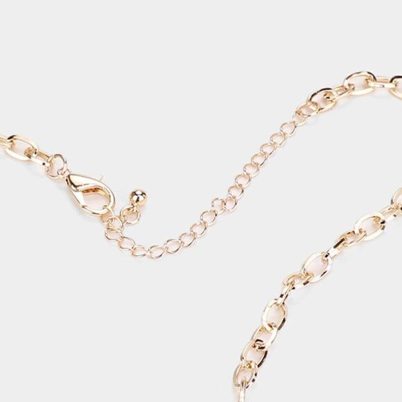 Rhinestone Embellished Lobster Clasp Gold Tone Necklace Set - Picture 5 of 8